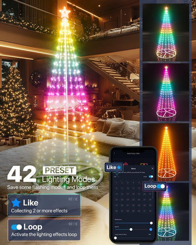 9Ft Lighted Christmas Tree Outdoor, Smart LED Christmas Cone Tree Light, DIY ...