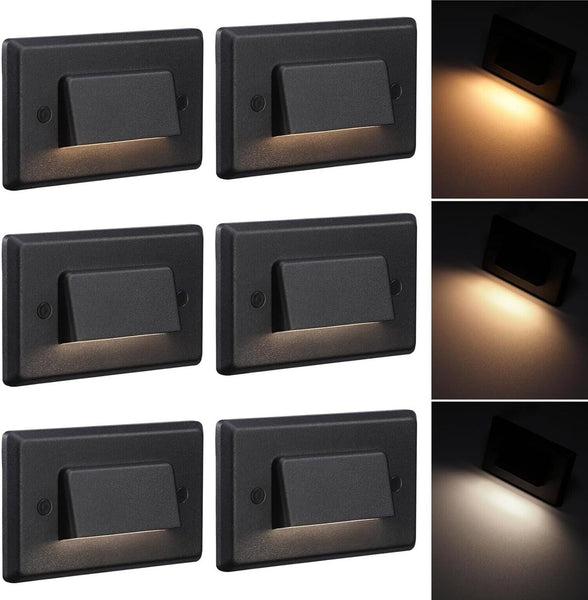 LEONLITE Dimmable 3CCT LED Step Lights Black, 100-277V Commercial, Anti Glare...