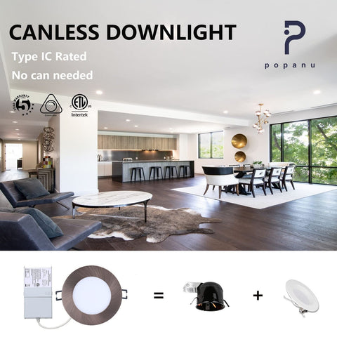 LED-Canless Downlight Recessed Lighting 4-inch 5 CCT Adjustable Dimmable Rece...