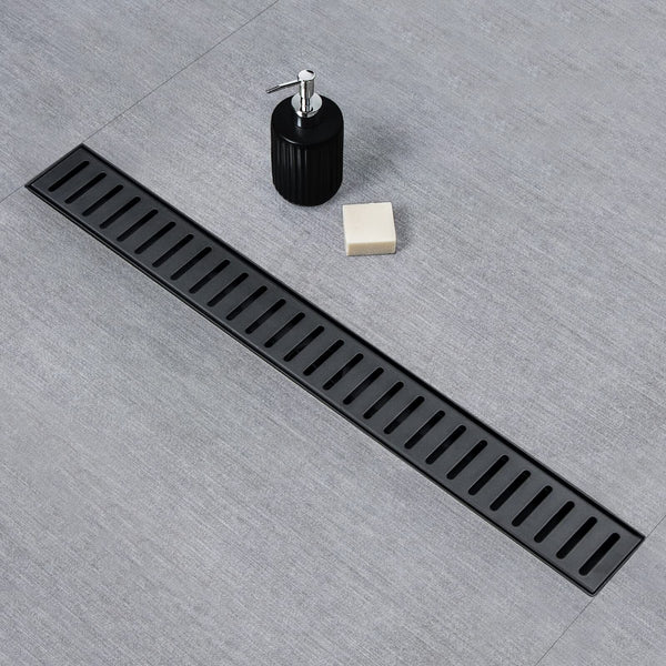 SaniteModar Linear Shower Drain 60 inch Matte Black with Removable Capsule Pa...