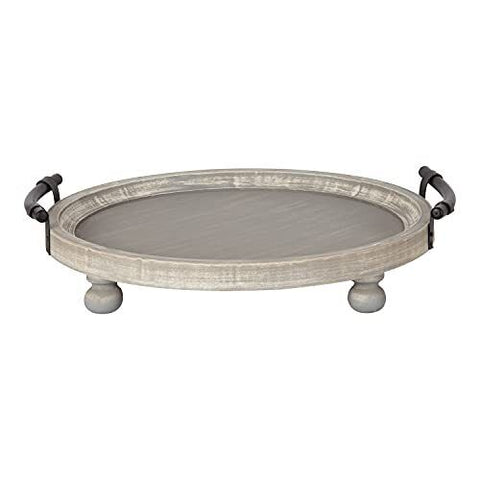 Kate and Laurel Bruillet Farmhouse Round Tray, 15 inch 15" Diameter, Gray