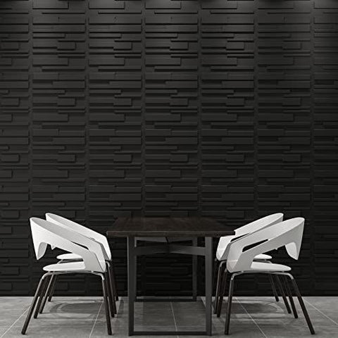 Art3d A10032BK Decorative PVC Wall 32 Square Feet, 3D Rectangle 3-Black