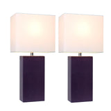 Elegant Designs LC2000-EGP-2PK 2 Pack Modern Leather Table Lamps with White F...