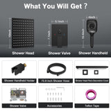 Black Shower Faucet Set Stainless Steel 10in Rainfall Shower Head with Handhe...