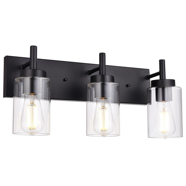 VINLUZ Vanity Bathroom Light Fixture Black 3 Lights Rustic Wall Sconce Lighti...