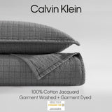 Calvin Klein - King Coverlet, Cotton Jacquard Bedding, Garment Washed Home De...