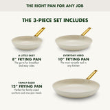 GreenPan Reserve 8" 10" and 12" 3 Piece Frying Pan Skillet Set, Cream White