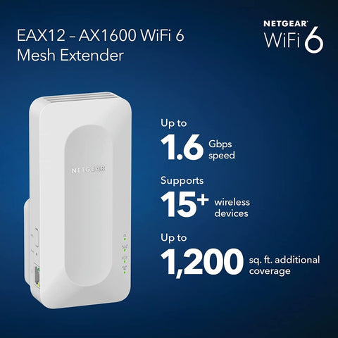 NETGEAR WiFi 6 Mesh Range Extender (EAX12) - Add up to 1,200 sq. ft. and 15+ ...