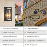 Outdoor Wall Lantern, Black Exterior Sconce Light Fixtures, 14'' H Modern Rus...