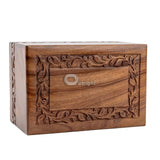 Rosewood Cremation Urn for Human Ashes - Handmade Border Engraved Wooden Buri...