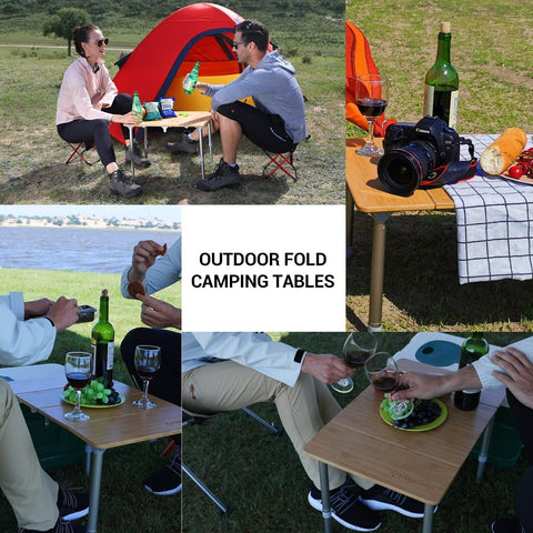 KingCamp Bamboo Adjustable, Anti-UV Portable Folding Table, Picnic, Camping, ...