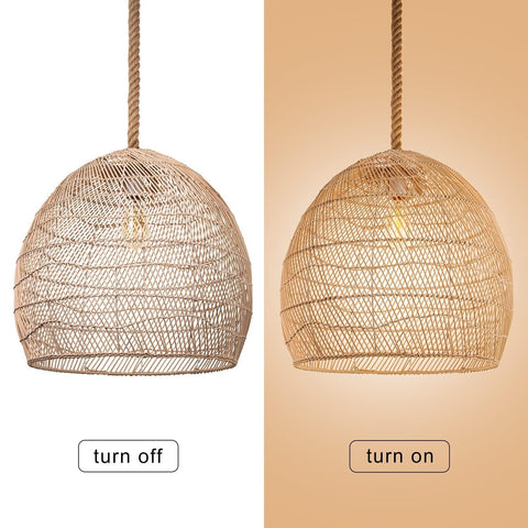 Arturesthome 1 Light Natural Rattan Pendant Light Fixture,Woven Pendant Light...
