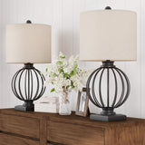 Lavish Home Modern Table Lamps - Set of 2 Wrought Iron Open Cage Lights with ...