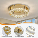 YYJLX Modern Led Ceiling Light Fixture with Remote Control Gold Crystal Flush...