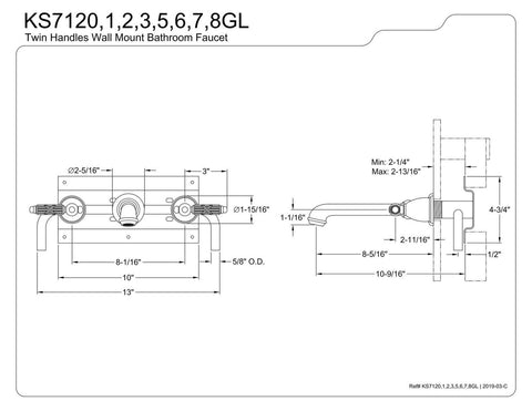 Kingston Brass KS7126GL Georgian Bathroom Faucet, Polished Nickel, 13 x 10.44...