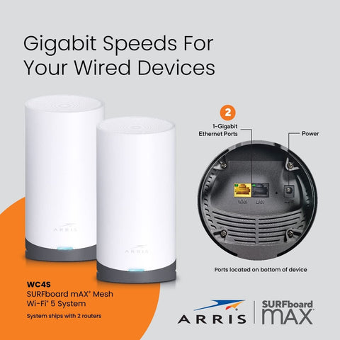 ARRIS Surfboard mAX Tri-Band Mesh System WC4S | AC3800 Wi-Fi Speed up to 3.8 ...