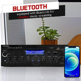 Pyle Wireless Bluetooth Power Amplifier-200 Watt Audio Stereo Receiver w/USB ...