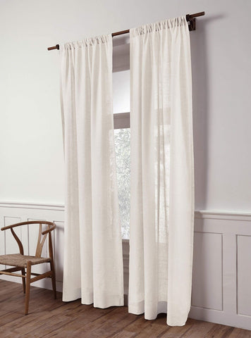 Solino Home 100% Pure Linen Sheer Curtain 108 Inches Long &#8211; European Flax