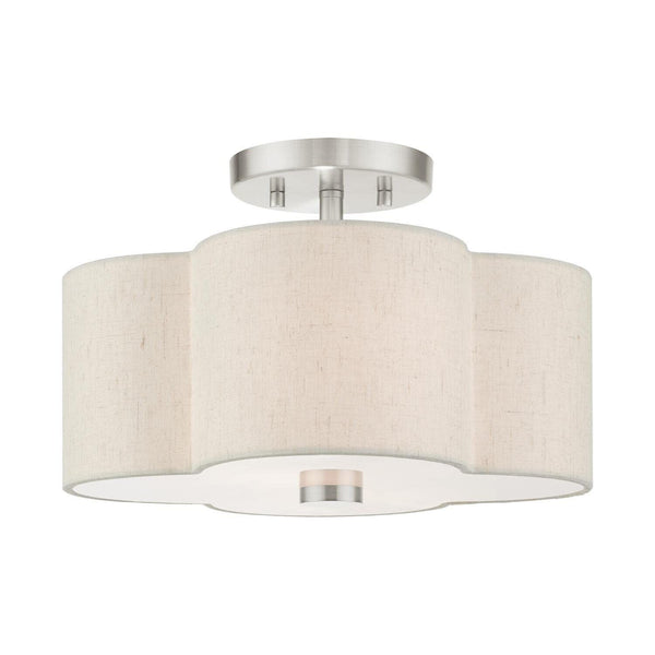 Livex Lighting 2 Light Brushed Nickel Semi Flush 13 x 13 x 8.5