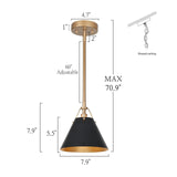 Uolfin Modern Pendant Light Fixtures, 1-Light Black and Gold Farmhouse Pendan...