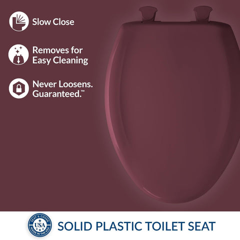 Bemis 1200SLOWT 373 Toilet Seat will Slow Close, Never Loosen and Easily Remo...