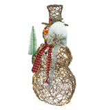Alpine Corporation CHT922 47" Rattan Snowman with Shovel & Scarf Decor, 60 Wa...