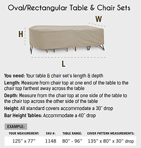 Protective Covers Weatherproof PatioTable and Chair Set Cover, 72 Inch x 76 I...