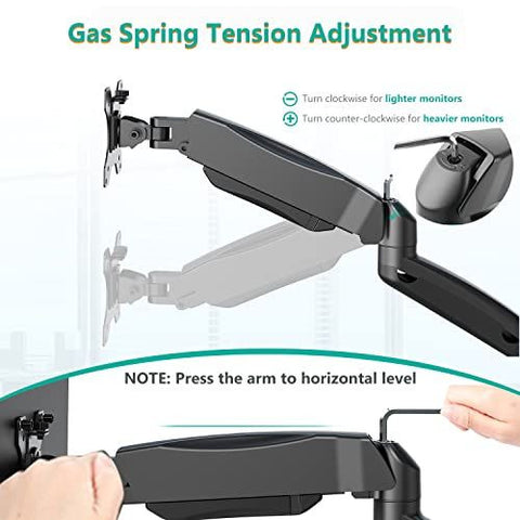 WALI Dual Monitor Wall Mount, Gas Spring Arm for 2 Black