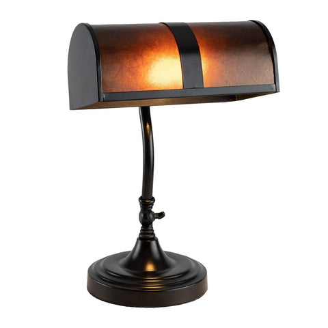 Lavish Home Banker's Lamp - Mission-Style LED Table or Desk Light with Amber ...