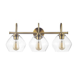 Globe Electric 63000103 26" 3-Light Vanity Fixture, Brass Finish, Clear Glass...