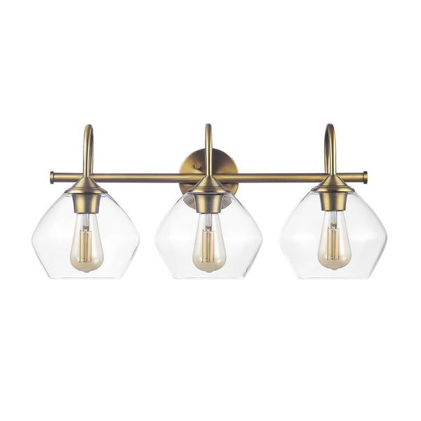 Globe Electric 63000103 26" 3-Light Vanity Fixture, Brass Finish, Clear Glass...