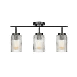 Globe Electric 64000044 3-Light Track Lighting, Ribbed Glass Shades, Matte Bl...