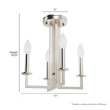 HUNTER - Bearden 4-Light Brushed Nickel, Small Chandelier, Dimmable, Candle S...