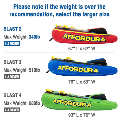Affordura Water Tubes with Fins Towable Tubes for Boating, Boat Tubes and Tow...