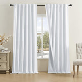 Greyish White Curtains 120 Inch Length 2 Panels Set 10 FT Length Drapes Back ...