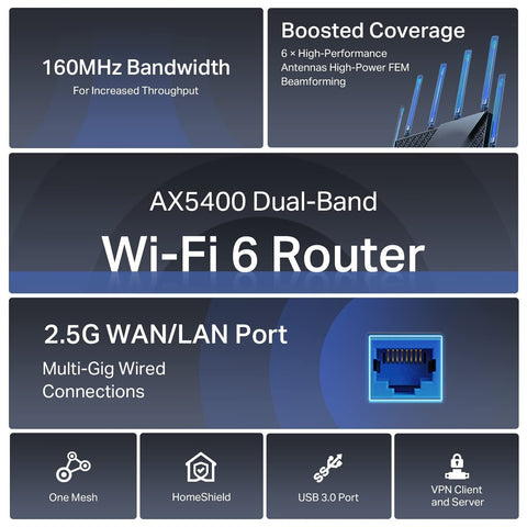 TP-Link AX5400 WiFi 6 Router (Archer AX72 Pro) Multi Gigabit Wireless Interne...