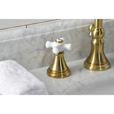 Kingston Brass KS2987PX 8 in. Widespread Bathroom Faucet, Brushed Brass