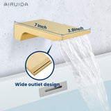 Airuida Wall Mount Tub Faucet with Waterfall Tub Spout Wall Mounted Bathtub F...