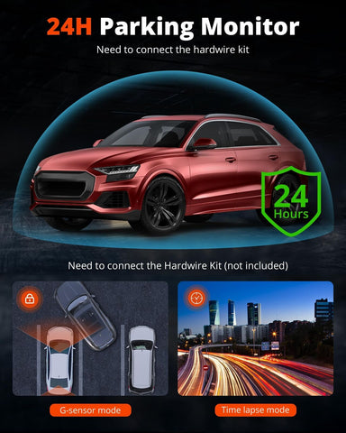 Kingslim Dash Cam Front and Rear 4K - D4 Dual Camera for Cars WiFi black