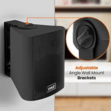 Pyle Waterproof Wall Mount Speaker System - 5.25 Inch Active + in, Black