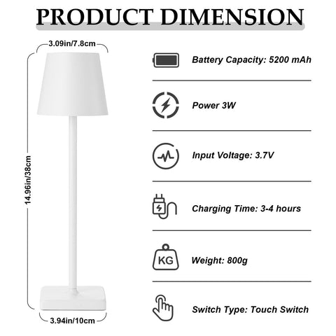 HASUN 2 Pack Rechargeable Table Lamp, LED Cordless Desk Lamp, 5200mAh Battery...