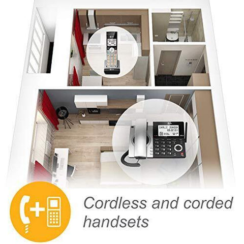 AT&T CL84107 DECT 6.0 Expandable Corded/Cordless Phone with 1 Handset, Black