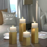 Pilgrim Home and Hearth Luxury Brass Hexagon Candle Holder 8 inch Tall