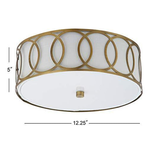 JONATHAN Y JYL3502A Aria 2-Light 12.25" Metal LED Flush 12.25 in, Brass Gold