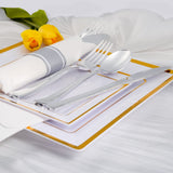 Silver Plastic Silverware with Napkins - 100 Pack Premium Disposable Silver P...