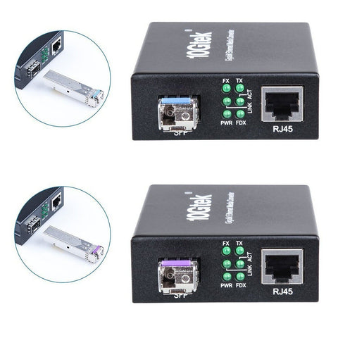 ipolex A Pair of Bidi Gigabit Single-Mode LC Fiber to Ethernet Media Converte...