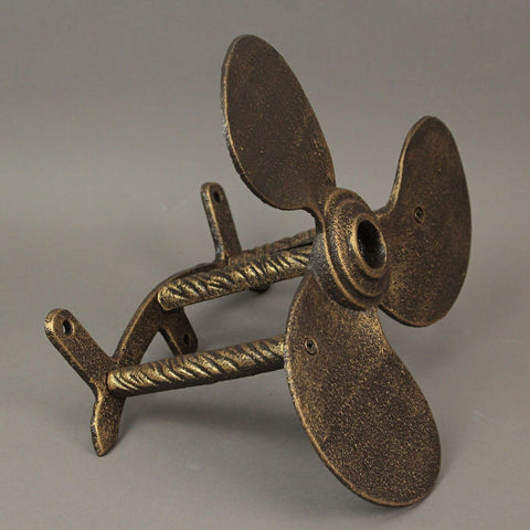 Bronze Finish Cast Iron Boat Propeller Wall-Mounted Decorative Garden Hose Ha...