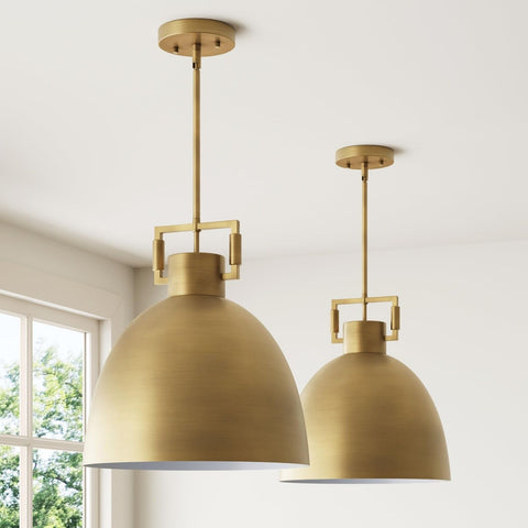 Nathan James Leigh Pendant Lighting, Hanging Ceiling Light with Oversized Met...