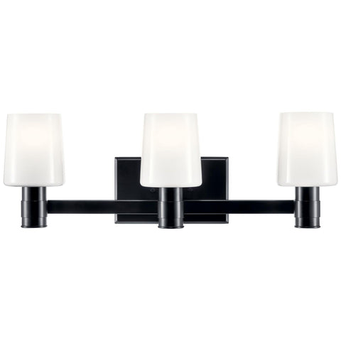 KICHLER Adani 3-Light Vanity, Modern Light with Opal Glass in Black, Bathroom...