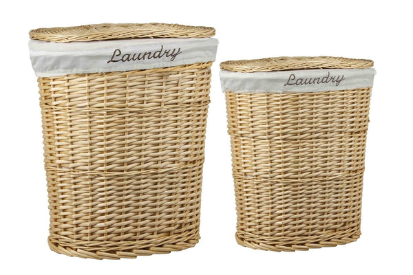 Sunbeam 2PC Laundry Wicker Basket (Natural) by Home Basics Beige (Natural)